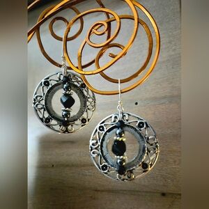Handmade Beautiful Silver and Black Earrings
